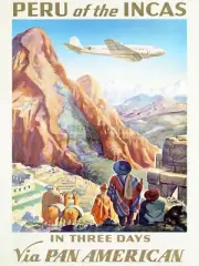 Travel Tranport Airline Tourism Peru Inca Llama Machu Picchu Canvas Print