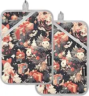 Pot Holders Kitchen Heat Resistant Christmas Day Potholder with Pockets Hot Pot Holder Pads Oven Pad 2 Pack