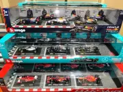 LOT OF 3 BBURAGO 1:43 FORMULA 1 RACE SETS. FERRARI, MERCEDES & RED BULL TEAM SET