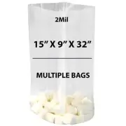 2Mil 15" X 9" X 32" | Clear Gusseted Bags, Heat Sealable | Multiple Bags