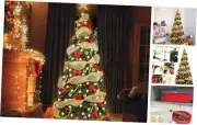 6Ft Prelit Pop Up Christmas Tree Decorations, Collapsible Artificial Christmas