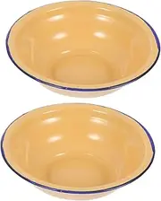 Ipetboom 2Pcs Vintage Enamel Soup Bowls Thickened Creative Enamel Basin for Pasta Vegetables More Practical Household Tableware for Camping Outdoor Activities