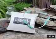 Handmade Stretch Anklet With Genuine Sterling Silver & Amazonite.