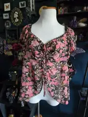 NWT wild fable tie front floral blouse XL