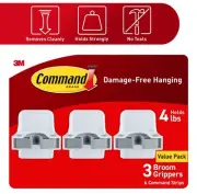 Command Broom and Mop Grippers Wall Hook,Damage Free Organizing,White, 3 Hangers