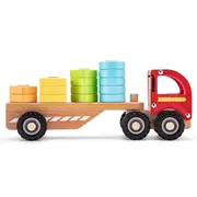 New Classic Toys Educational Wooden Truck Toy with Colour-Coded Stacking Shapes