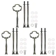 3 Set Cake Tray Stand Handle Plate Hardware Fitting, 3-Tiers Sunflower Bronze