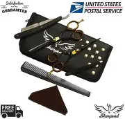 New Professional Barber Hairdressing Scissors Set 5.5" Gold Edition & Razor Kit