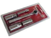 5 PC Spark Plug Socket Set 16 (5/8”), 19 (3/4”), 21mm (13/16”) Extension Bar Rat