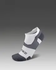 Vectr Light Cushion No Show Compression Socks, 2XU, L, White/Grey, Unisex