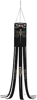 Halloween Garden Dragonfly Black Windsock Lights Halloween Lighted Windsock for Patio Yard Pathway Party Decor