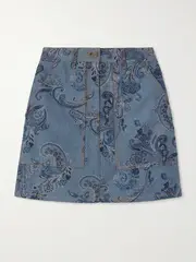 [Etro] Etro - Denim-jacquard Mini Skirt - Blue - IT38 IT 38 Blue