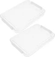 HOMSFOU 2 Pcs Portable Document Case Stackable Plastic Storage Box for Organizing Paper Transparent File Protector for Office and School Use Moisture and Dust Resistant