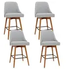 4x Bar Stools Swivel Seat Wooden Grey Modern Kitchen Dining Furniture Set -GYX4