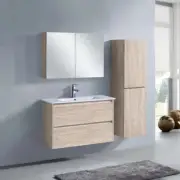 RC-365 600mm-1500 White Oak Timber Wood Grain Wall Hung Vanity w Stone Top