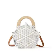 Women Hand Bags Round Rattan Beach Small Messenger Single Shoulder Crossbody Bags For Ladies Female Hand Woven Outdoor Bag