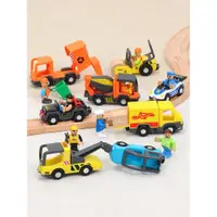 在飛比找ETMall東森購物網優惠-兒童塑料小車玩具車男孩玩具慣性仿真工程車軌道車警車汽車磁性車