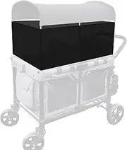 LUAATT 4-Sided Breathable Sunshade Fence Canopy Compatible for Wonderfold W4/W2 Wagon Stroller,Lightweight Cotton Sunshade Net (Black)
