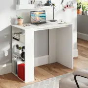 CostwayComputer Desk with Bookshelf for Small Space-White