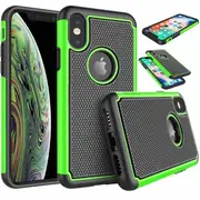 For Apple iPhone XS Max Case Drop Resistant Defender Tradies Heavy Duty Rugged Shockproof Tough Cover (Green)