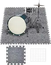 ADYAWEM Thick Sound Absorbing Interlocking Floor Mats, 16 Pcs 11x 11 x 0.4 inches High Density Piano Carpet,Drum Rug, Non-Slip Anti Vibration Soundproof Pads Acoustic Blankets for Music Studio