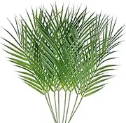 8 Pcs Artificial Areca Palm Leaves Stems - Faux Tropical Greenery for Floral Arrangement, Hawaiian Luau, Jungle Beach Wedding Party, Palm Sunday