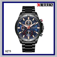 在飛比找蝦皮購物優惠-CURREN卡瑞恩 黑不鏽鋼三眼造型石英錶◆地球儀鐘錶◆豪邁