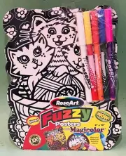 2004 Roseart Fuzzy Posters Basket of Kitties with Magic Color Markers, 10 X 8”