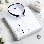 Men's Dress Shirt Button Down Shirt Non Iron Shirt Solid / Plain Color Wedding Light Blue Black White Pink Long Sleeve Turndown All Seasons Clothing Apparel Pa