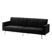 Oikiture Sofa Bed Lounge Couch Velvet Black