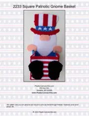 Square Patriotic Gnome Basket-Plastic Canvas Pattern or Kit