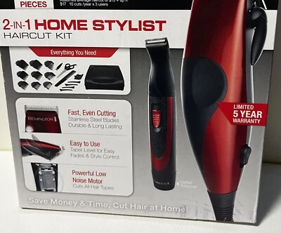 Remington 2-1 Home Stylist Haircut Kit HC81 Clipper Trimmer 20 Piece