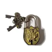Unique Brass Made Antique Style Lord Hanuman Design Padlock India Skeleton Key