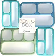 Leakproof Bento Lunch and Snack Boxes | Food Prep & Meal Planning Portion Containers for Kids and Adults | BPA Free | Microwave & Dishwasher Safe | Accessories. Blue & Green Large, 2 Blue Mini