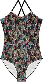 [RPLIFE] Bathing Suits for Toddlers, Summer Beach Bathing Suit 3-10 Y, Colorful Feathers Floral