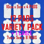 PainPod HiDow TENS EMS compatible ELECTRODE PADS CABLE + 12 PADS VARIETY PACK