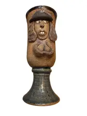 Whimsical Handmade Ceramic Goblet With Quirky Face Design