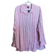 Torrid Top Womens 3X Multicolor Rayon Slub Drop Shoulder Button Front Shirt