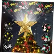 Christmas Tree Topper Lighted with 6 Projection Modes, Christmas Hollowed Star