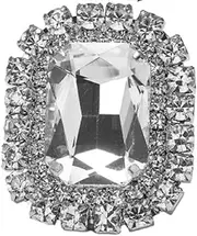 [Generic] Vintage Open Ring Rhinestone Jewellery Big Rectangle Adjustable Finger Ring for Women