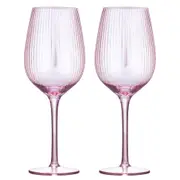 2pc Tempa Thalia 420ml Stemmed Crystal Wine Glass Goblet Glasses Set Pink Quartz