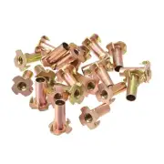 M6x22mm T-Nuts 4 Pronged Tee Nut Carbon Steel Threaded Inserts for Wood 24pcs