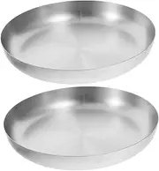 SOLUSTRE 2pcs Stainless Steel Platter Dinner Dishes for Boys and Girls Toddlers Children Feeding Plates Camping Plates Stylish Appearance Easy Maintenance