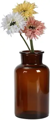 1 Pcs 500Ml Amber Glass Vase Bud Vases Apothecary Jars Decorative Glass Bottles