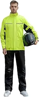 [Harssidanzar] SM301EU Men's Motorcycle Rain Suit Set Lightweight Outdoor Rain Jacket Rain Trousers