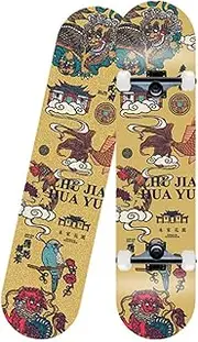 Pro Complete Skateboard for Beginners 31"x8" Double Kick 7 Layer Maple Deck Skateboards ABEC-9 Bearing and PU Wheels Load 220 lb