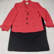 COLLECTIONS FOR LE SUIT WOMENS 2PC SKIRT SUIT RED BLAZER BLACK SKIRT SZ 18 NWT