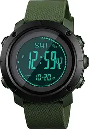 [SKMEI] Mens Digital Sports Watch, Military Waterproof Watches Compass Stopwatch Pedometer Wristwatch for Men