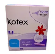 Kotex Security Tampons Regular Absorbency Unscented, 18 Count