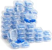 Earplugs 50 Pairs in 50 Plastic Boxes Blue Silicone Ear Plugs Anti Noise Hearing Protection Swim Sleep Noise